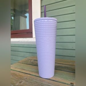 Starbucks venti grid lilac tumbler.